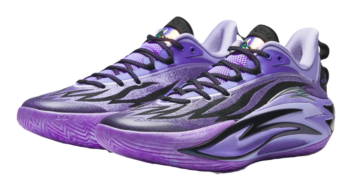 Anta Shock Wave 7 Anti Slip Wear Resistant Low Top Midfoot Carbon Plate Basketball Shoes Mens Purple 