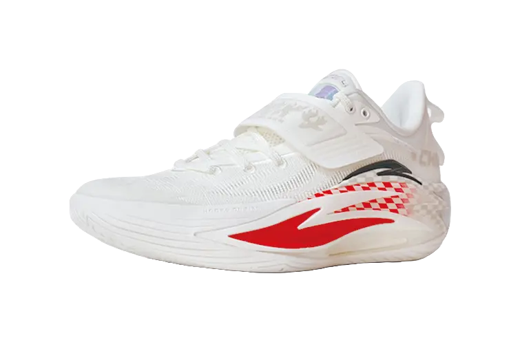 Anta Shock Wave 7 Low top Basketball Shoes Mens White Red  vjsneaker.com