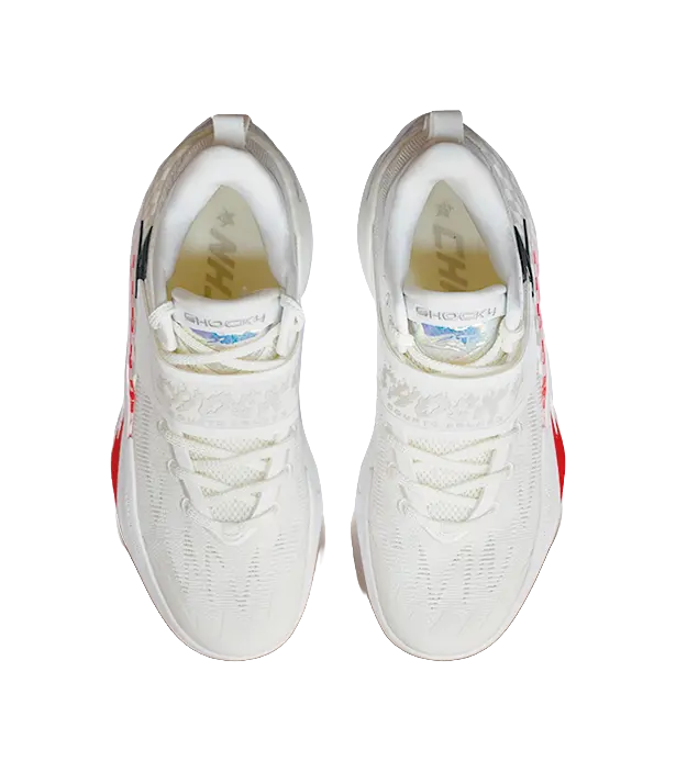 Anta Shock Wave 7 Low top Basketball Shoes Mens White Red  vjsneaker.com