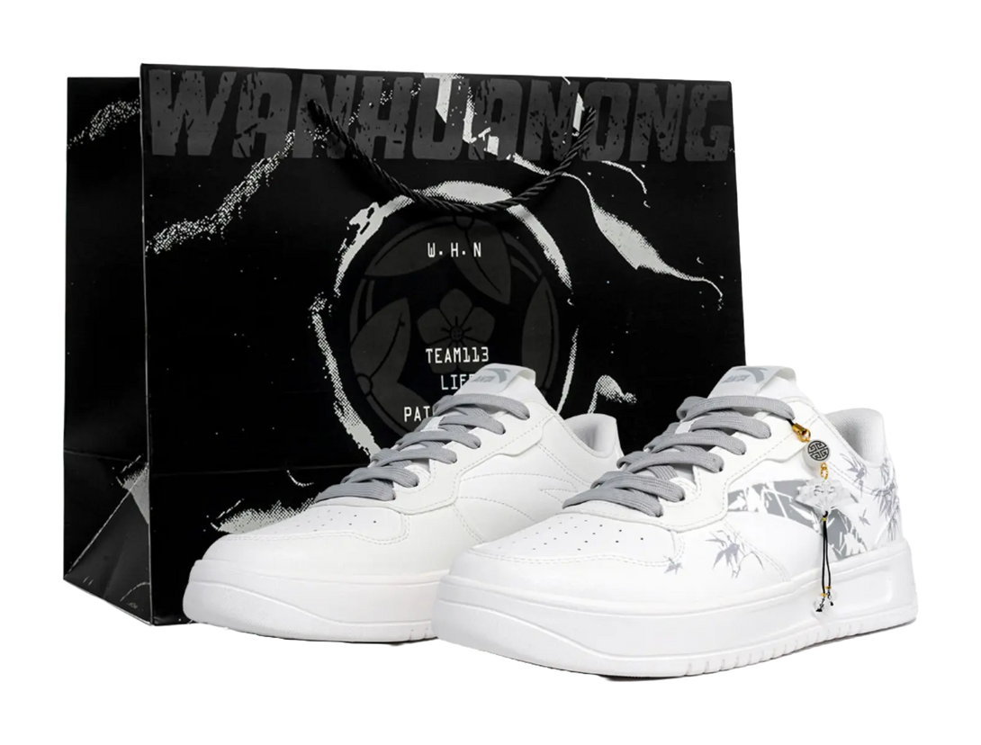 Anta Slip Resistant Abrasion Resistant Low top Skateboard Shoes Unisex White Gray 