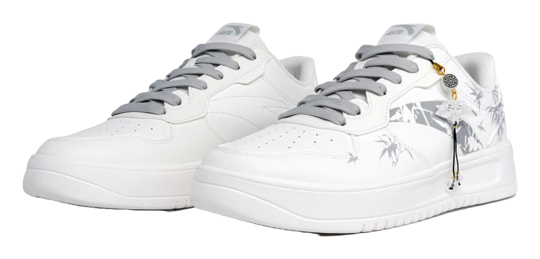 Anta Slip Resistant Abrasion Resistant Low top Skateboard Shoes Unisex White Gray 