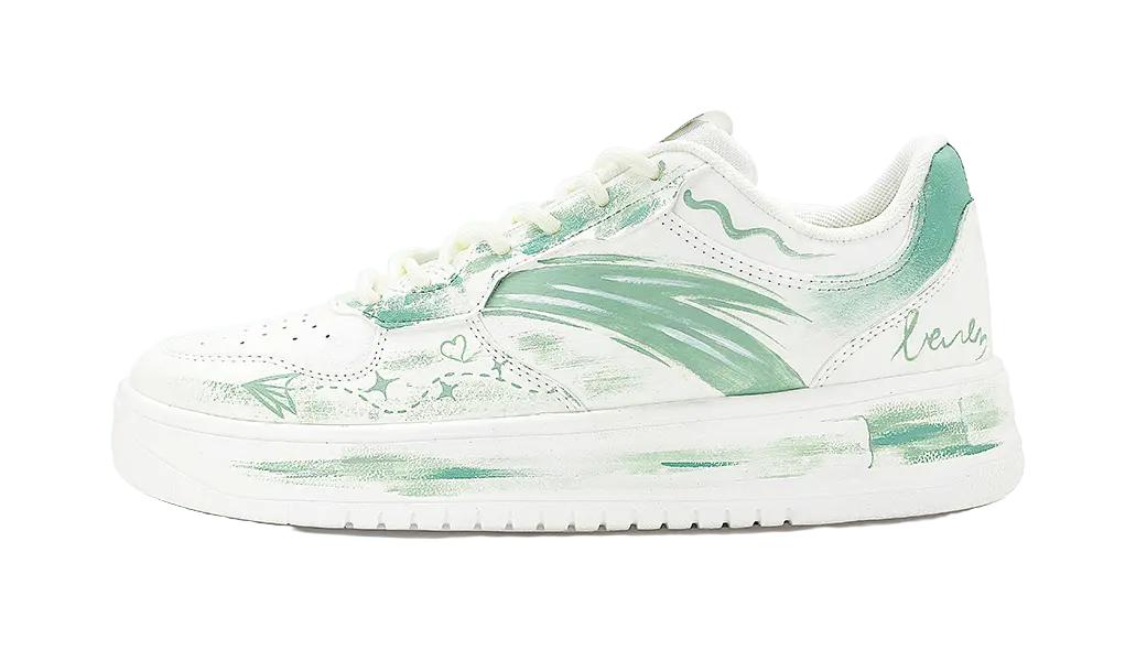 Anta Slip Resistant Cushioning Low Top Skateboard Shoes Men's Light Green 