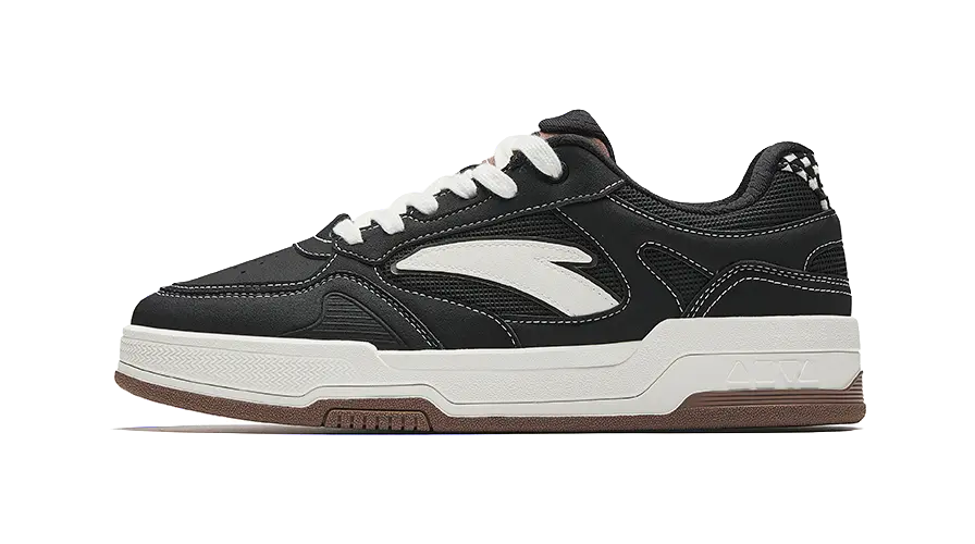 Anta Slip Resistant, Abrasion Resistant, Lightweight Low Top Skateboard Shoes Men's Black White 