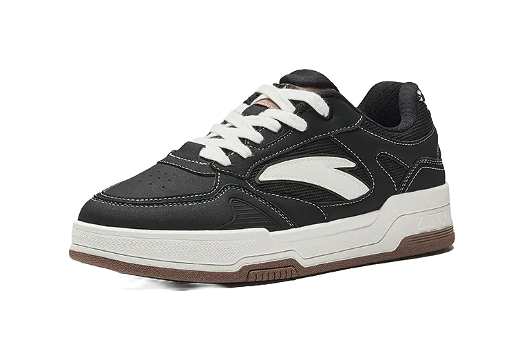 Anta Slip Resistant, Abrasion Resistant, Lightweight Low Top Skateboard Shoes Men's Black White 