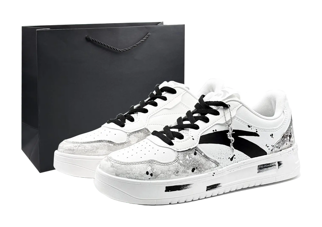 Anta Slip Resistant, Abrasion Resistant, Lightweight Low Top Skateboard Shoes Men's White Black 
