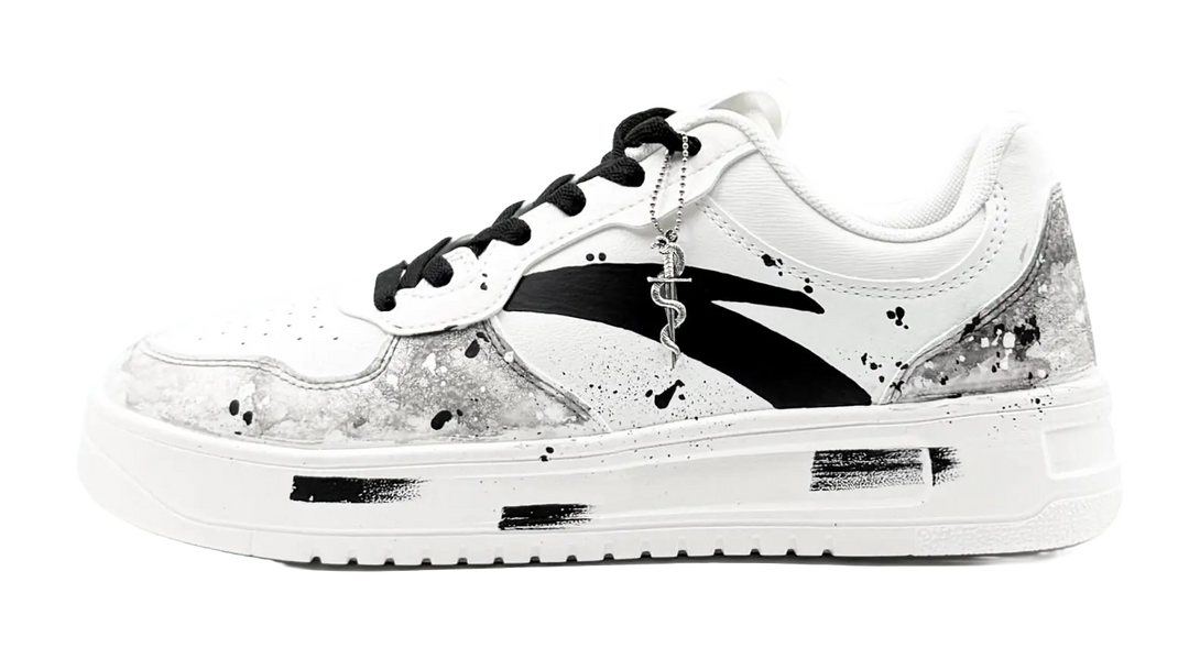 Anta Slip Resistant, Abrasion Resistant, Lightweight Low Top Skateboard Shoes Men's White Black 