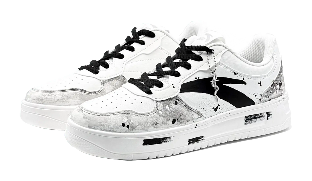 Anta Slip Resistant, Abrasion Resistant, Lightweight Low Top Skateboard Shoes Men's White Black 