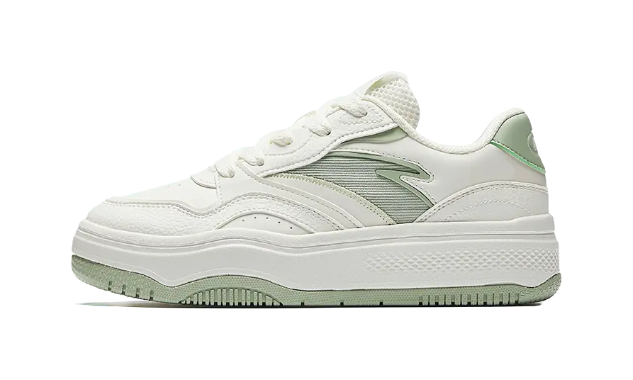 Anta Slip Resistant, Abrasion Resistant, Lightweight, Height Increasing Low top Skateboard Shoes Women's White Green 
