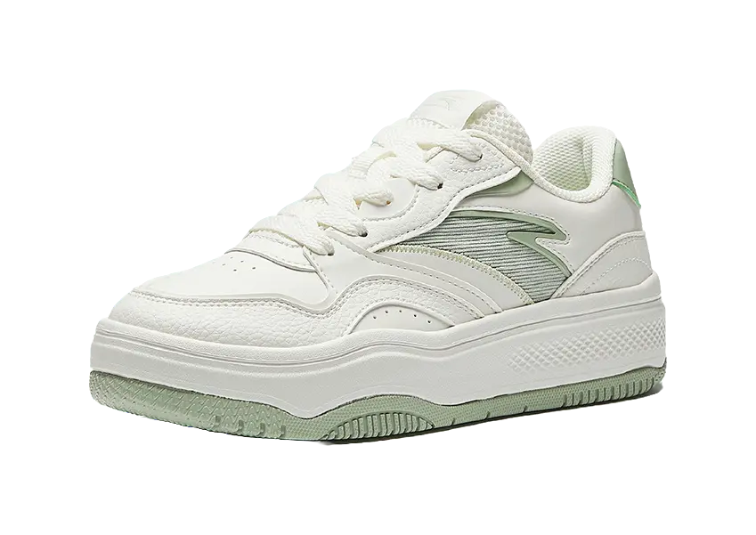 Anta Slip Resistant, Abrasion Resistant, Lightweight, Height Increasing Low top Skateboard Shoes Women's White Green 