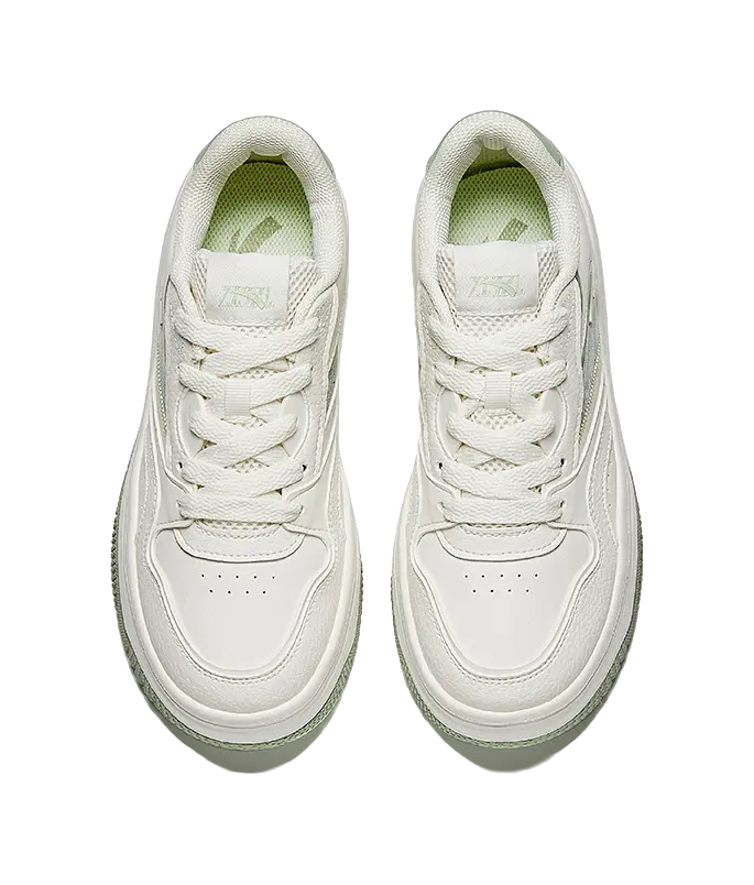 Anta Slip Resistant, Abrasion Resistant, Lightweight, Height Increasing Low top Skateboard Shoes Women's White Green 