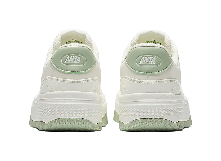 Anta Slip Resistant, Abrasion Resistant, Lightweight, Height Increasing Low top Skateboard Shoes Women's White Green 