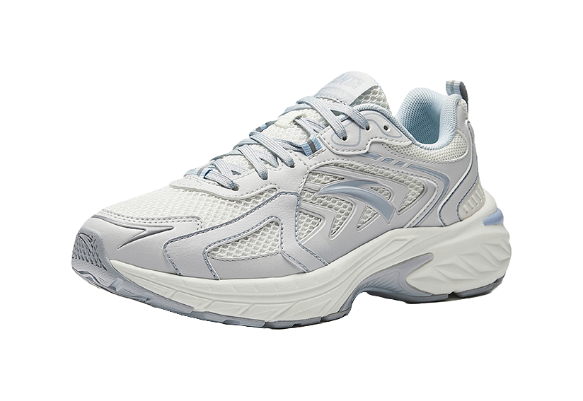 Anta Slip Resistant, Breathable, Lightweight Rebound Low Top Casual Running Shoes Women's White Gray 