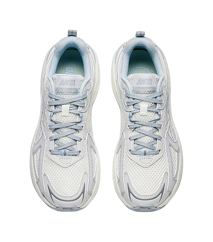 Anta Slip Resistant, Breathable, Lightweight Rebound Low Top Casual Running Shoes Women's White Gray 