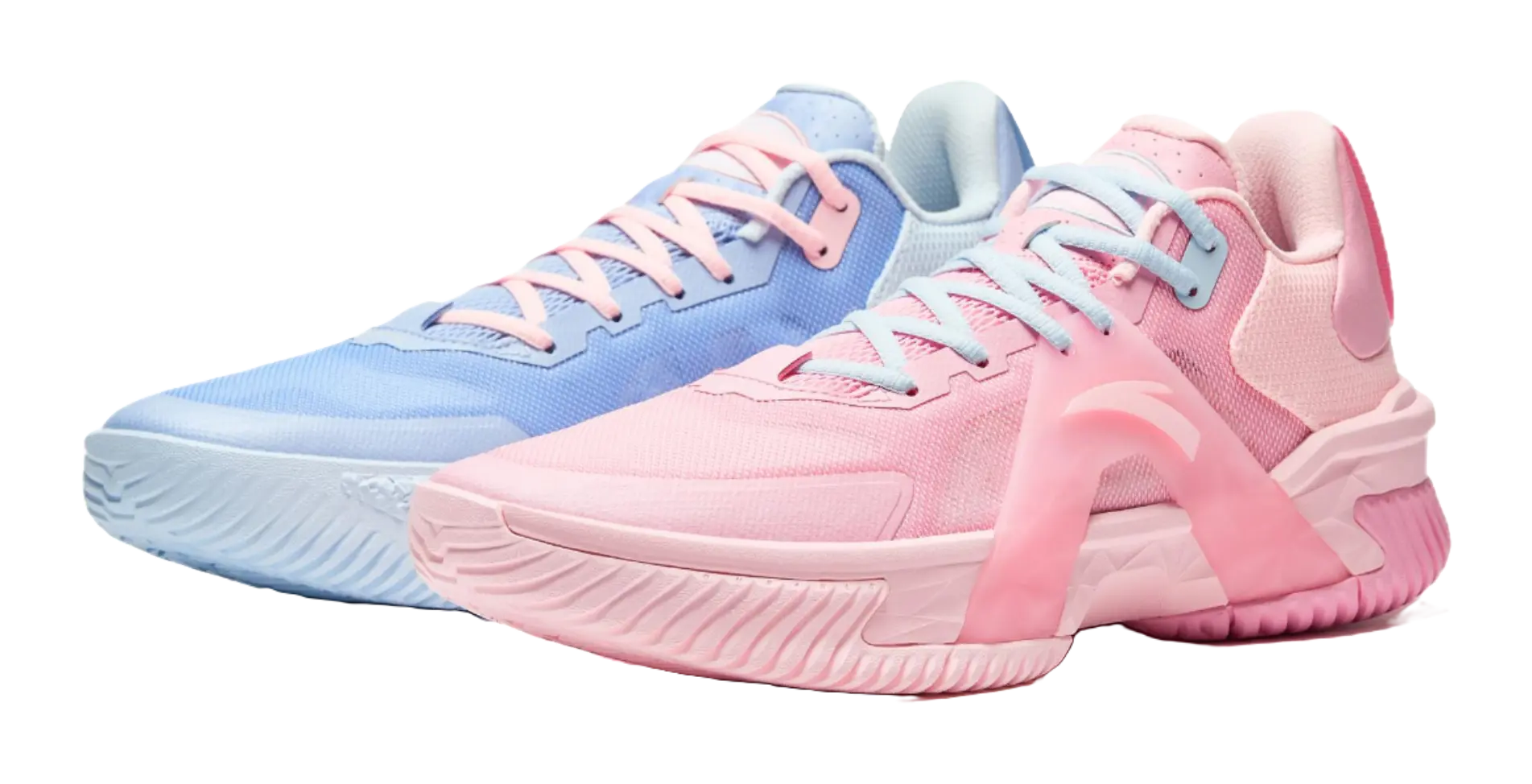 Anta Space 5 Cushioning, Abrasion Resistant, Anti Rollover Low Top Basketball Shoes Mens Pink Blue Mismatched 