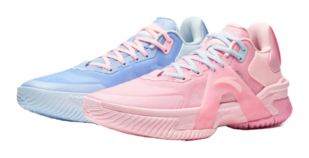 Anta Space 5 Cushioning, Abrasion Resistant, Anti Rollover Low Top Basketball Shoes Mens Pink Blue Mismatched 