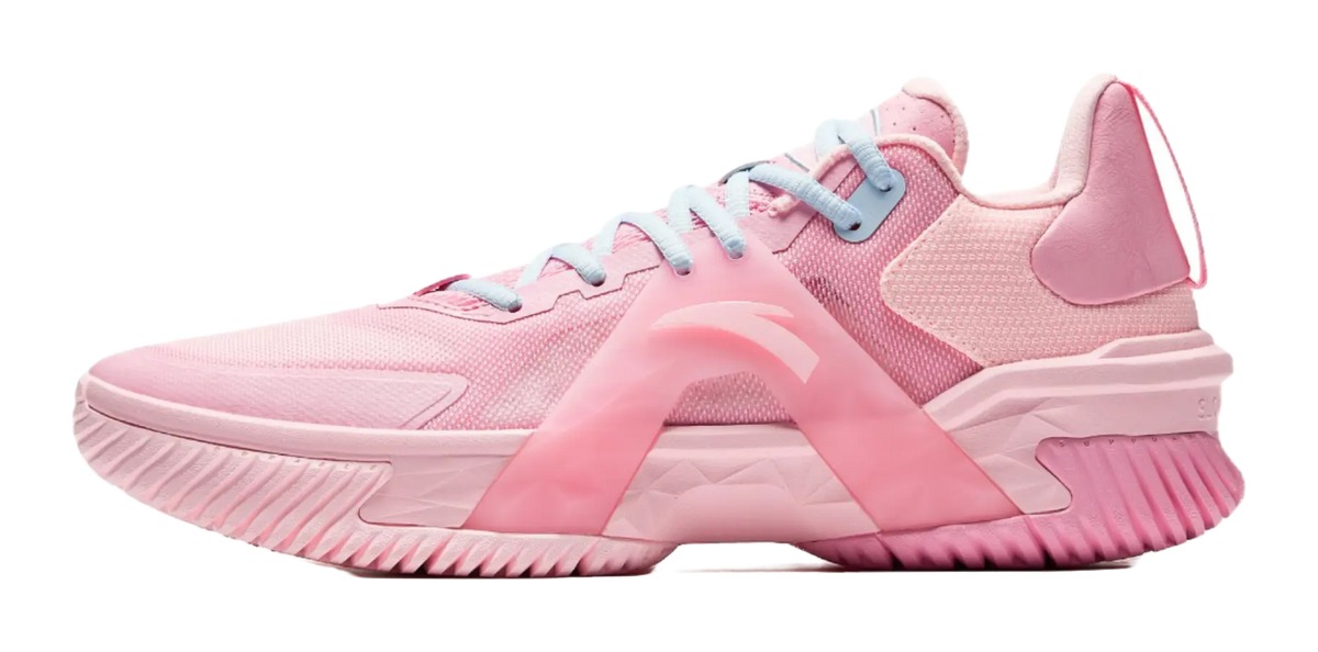 Anta Space 5 Cushioning, Abrasion Resistant, Anti Rollover Low Top Basketball Shoes Mens Pink Blue Mismatched 