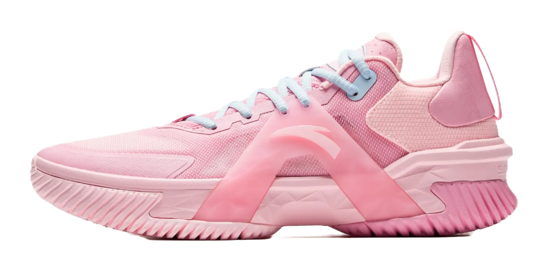 Anta Space 5 Cushioning, Abrasion Resistant, Anti Rollover Low Top Basketball Shoes Mens Pink Blue Mismatched 