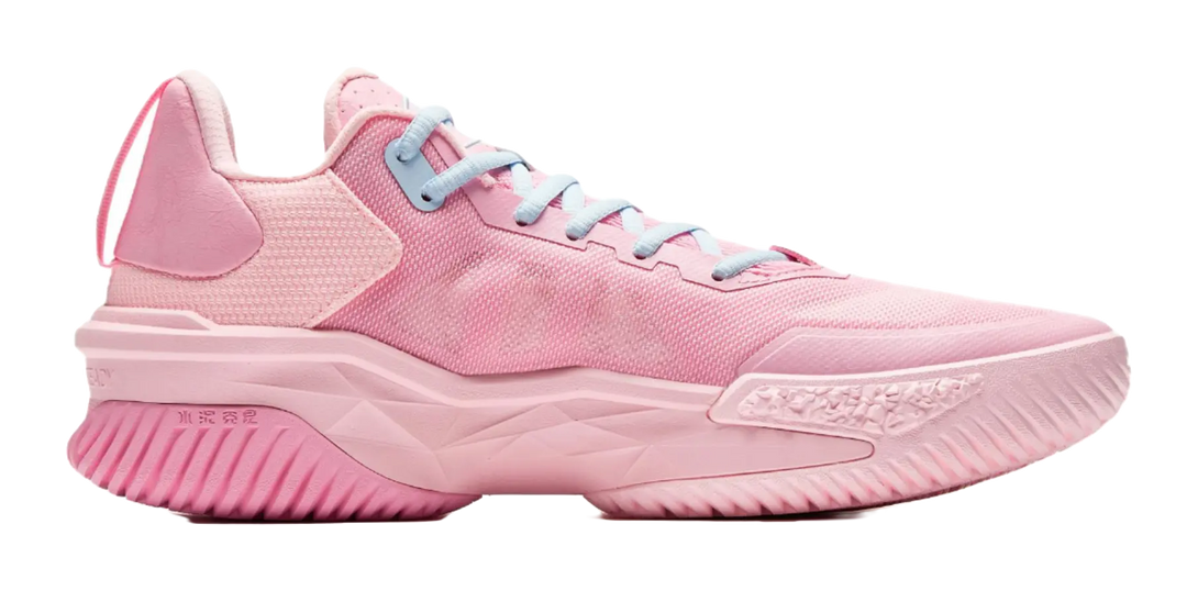 Anta Space 5 Cushioning, Abrasion Resistant, Anti Rollover Low Top Basketball Shoes Mens Pink Blue Mismatched 