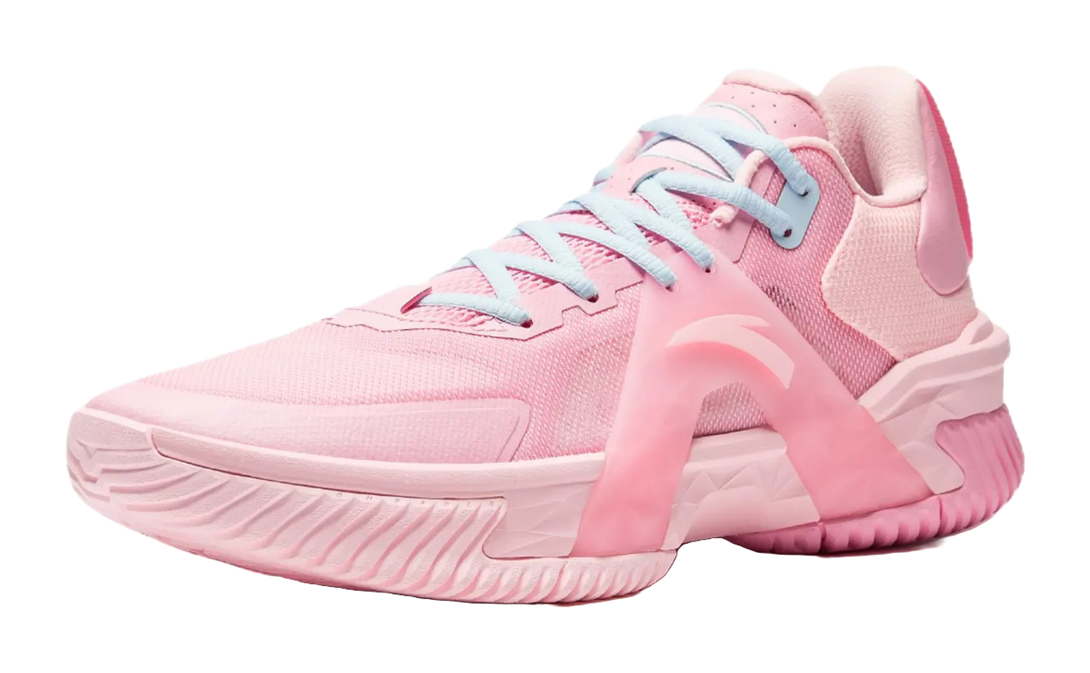 Anta Space 5 Cushioning, Abrasion Resistant, Anti Rollover Low Top Basketball Shoes Mens Pink Blue Mismatched 