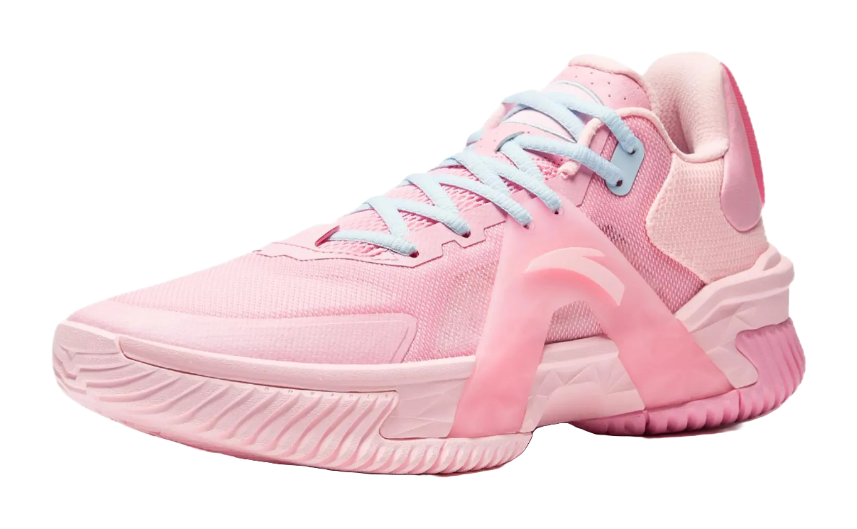 Anta Space 5 Cushioning, Abrasion Resistant, Anti Rollover Low Top Basketball Shoes Mens Pink Blue Mismatched 