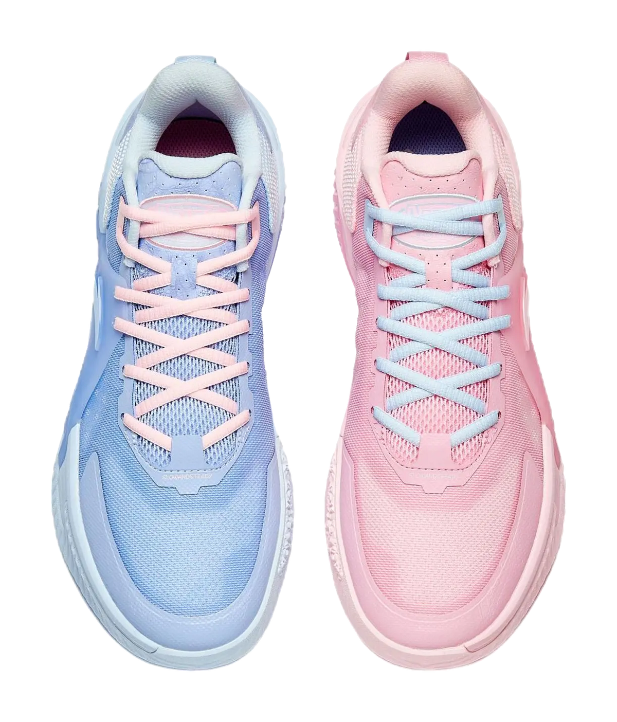 Anta Space 5 Cushioning, Abrasion Resistant, Anti Rollover Low Top Basketball Shoes Mens Pink Blue Mismatched 