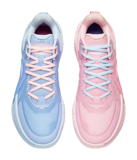 Anta Space 5 Cushioning, Abrasion Resistant, Anti Rollover Low Top Basketball Shoes Mens Pink Blue Mismatched 