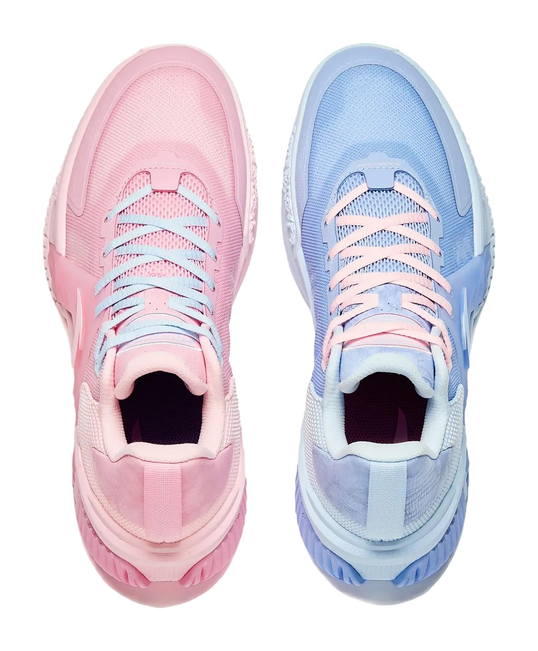 Anta Space 5 Cushioning, Abrasion Resistant, Anti Rollover Low Top Basketball Shoes Mens Pink Blue Mismatched 