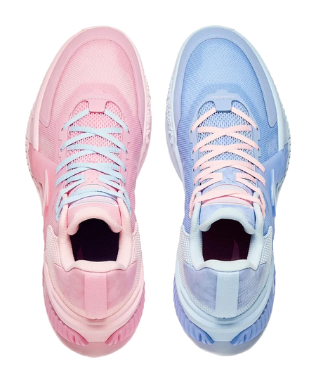 Anta Space 5 Cushioning, Abrasion Resistant, Anti Rollover Low Top Basketball Shoes Mens Pink Blue Mismatched 