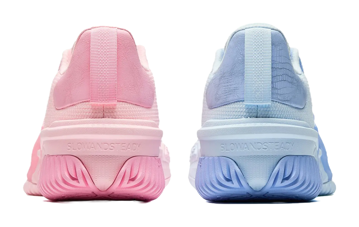 Anta Space 5 Cushioning, Abrasion Resistant, Anti Rollover Low Top Basketball Shoes Mens Pink Blue Mismatched 