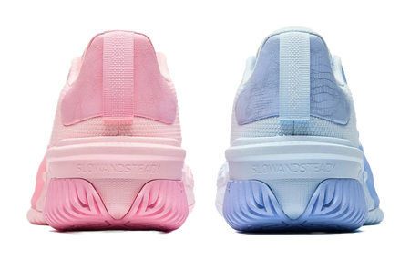 Anta Space 5 Cushioning, Abrasion Resistant, Anti Rollover Low Top Basketball Shoes Mens Pink Blue Mismatched 