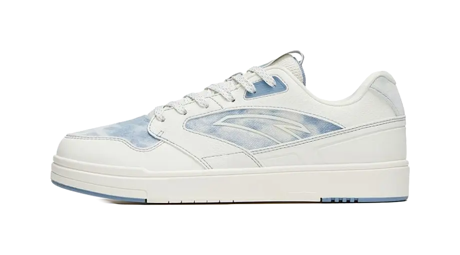 Anta Street Naughty Slip Resistant Abrasion Resistant Low top Skateboard Shoes Men's White Blue Tie Dye 