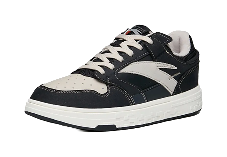 Anta Street Play Series Slip Resistant Cushioning Abrasion Resistant Low Top Skateboard Shoes Men's Black Gray Obsidian 