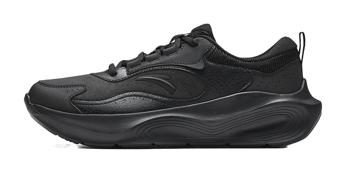 Anta Textile, Synthetic Leather Low top Training Shoes Mens Basic Black  vjsneaker.com