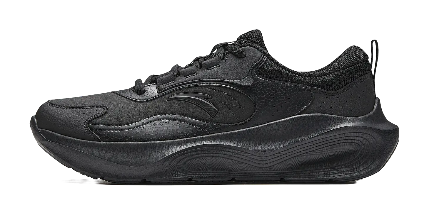 Anta Textile, Synthetic Leather Low top Training Shoes Mens Basic Black  vjsneaker.com