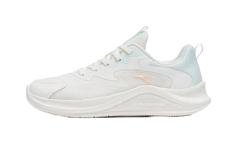 Anta Walk Cushioning Anti Slip And Wear Resistant Lightweight Rebound Low Top Casual Running Shoes Womens White Blue  vjsneaker.com