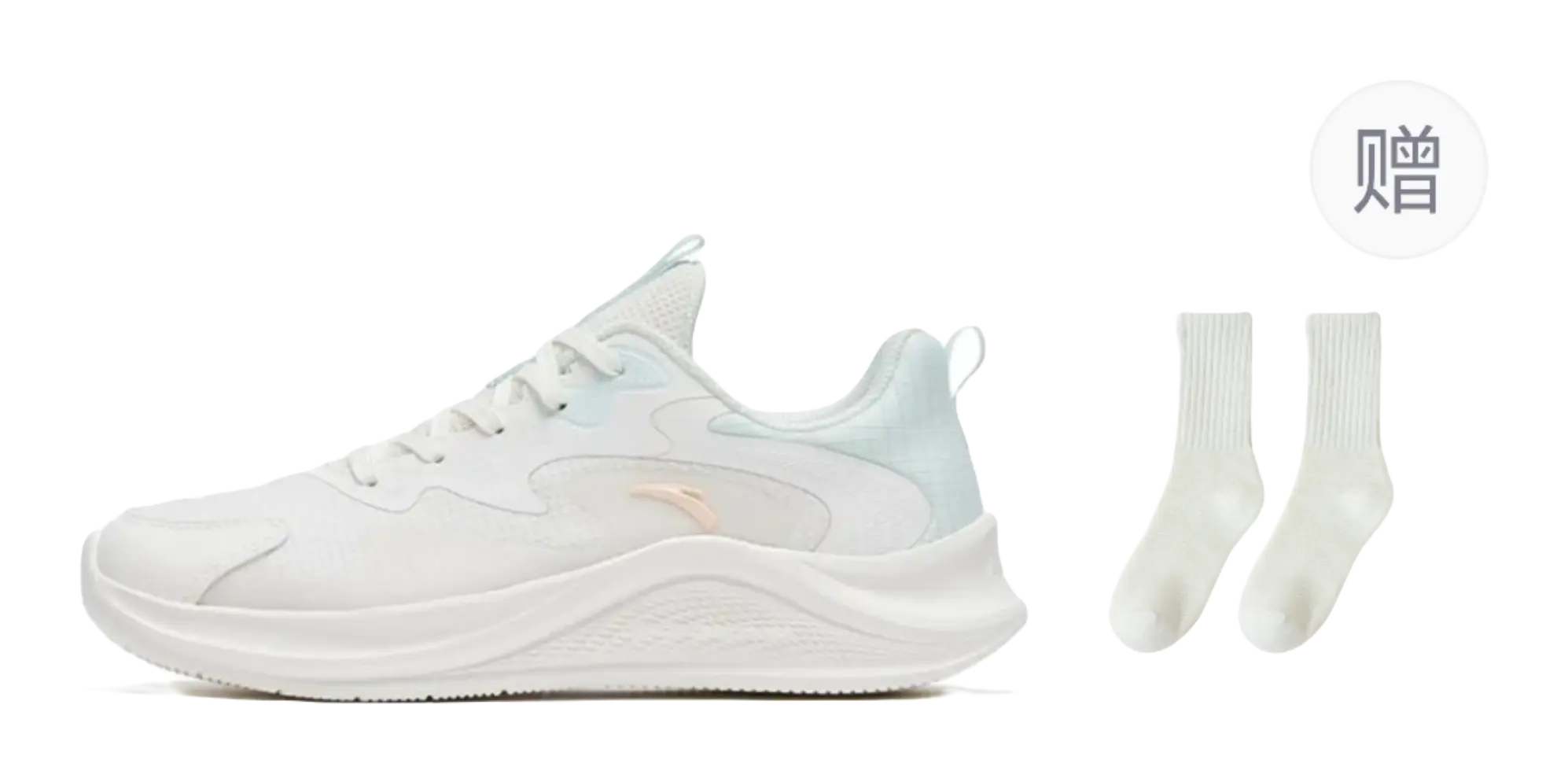 Anta Walk Cushioning Anti Slip And Wear Resistant Lightweight Rebound Low Top Casual Running Shoes Womens White Blue  vjsneaker.com