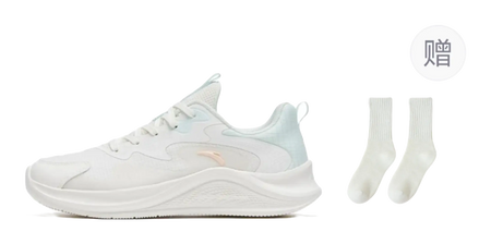 Anta Walk Cushioning Anti Slip And Wear Resistant Lightweight Rebound Low Top Casual Running Shoes Womens White Blue  vjsneaker.com