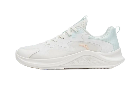 Anta Walk Cushioning Anti Slip And Wear Resistant Lightweight Rebound Low Top Casual Running Shoes Womens White Blue  vjsneaker.com