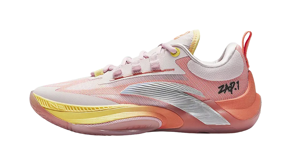 Anta Zap 1 Slip Resistant Abrasion Resistant Support Low top Childrens Basketball Shoes Pink Orange Kids  vjsneaker.com