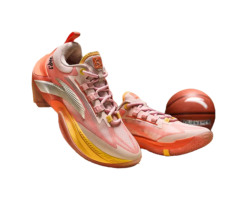 Anta Zap 1 Slip Resistant Abrasion Resistant Support Low top Childrens Basketball Shoes Pink Orange Kids  vjsneaker.com