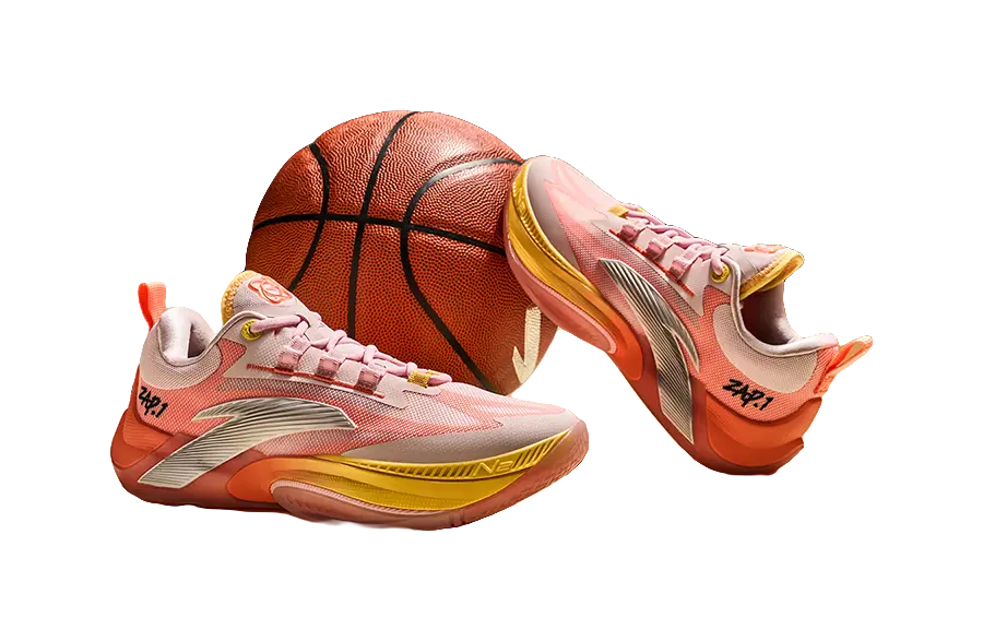 Anta Zap 1 Slip Resistant Abrasion Resistant Support Low top Childrens Basketball Shoes Pink Orange Kids  vjsneaker.com