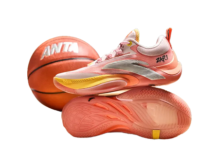 Anta Zap 1 Slip Resistant Abrasion Resistant Support Low top Childrens Basketball Shoes Pink Orange Kids  vjsneaker.com