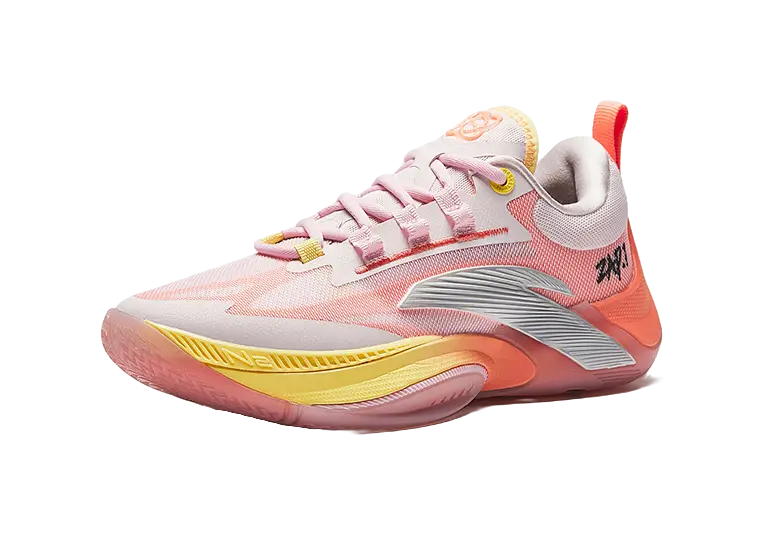 Anta Zap 1 Slip Resistant Abrasion Resistant Support Low top Childrens Basketball Shoes Pink Orange Kids  vjsneaker.com