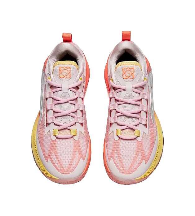 Anta Zap 1 Slip Resistant Abrasion Resistant Support Low top Childrens Basketball Shoes Pink Orange Kids  vjsneaker.com