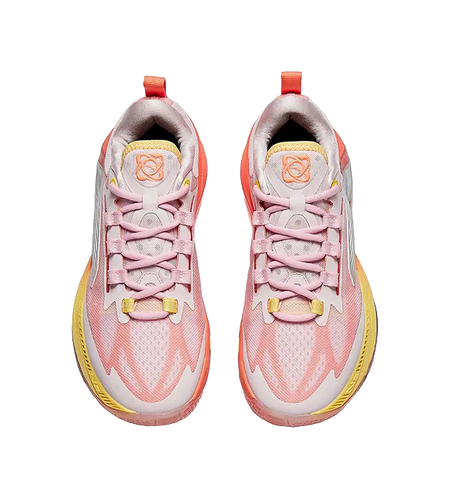 Anta Zap 1 Slip Resistant Abrasion Resistant Support Low top Childrens Basketball Shoes Pink Orange Kids  vjsneaker.com