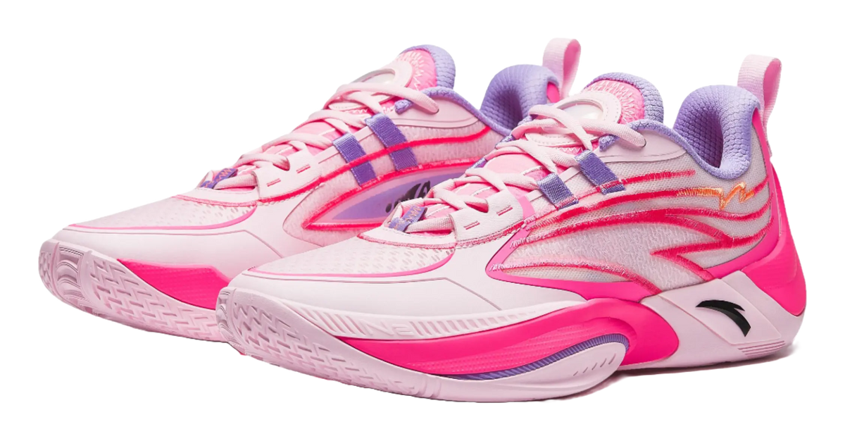 Anta Zap 1 V2 Family Above All Cushioning, Wear Resistant Low top Basketball Shoes Mens Pink Purple 