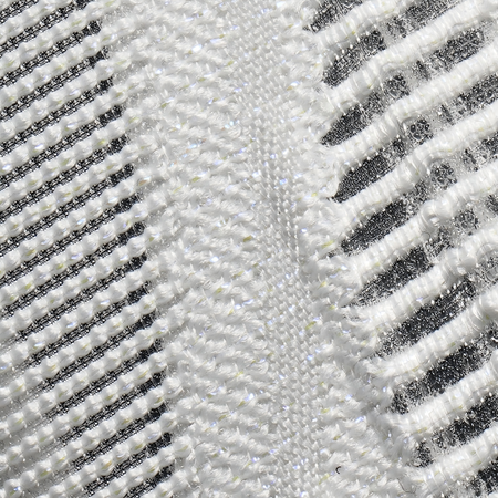 Silver and white knit upper texture with dark stripe detailing