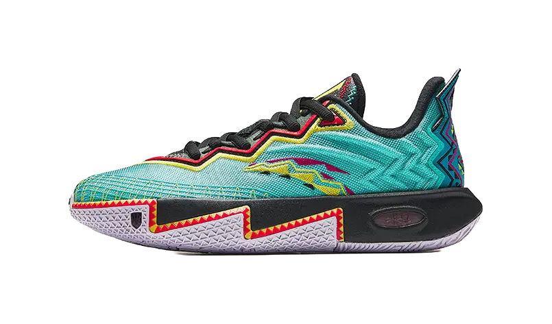 Antakids Anti Slip Wear Resistant Low Top Childrens Basketball Shoes Neon Aqua/Basic Black/Fantasy Blue Teenagers  vjsneaker.com