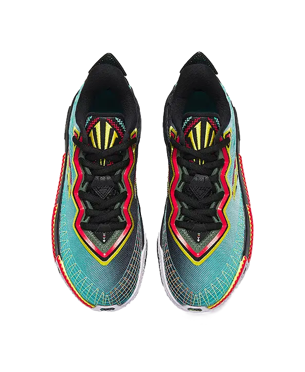 Antakids Anti Slip Wear Resistant Low Top Childrens Basketball Shoes Neon Aqua/Basic Black/Fantasy Blue Teenagers  vjsneaker.com