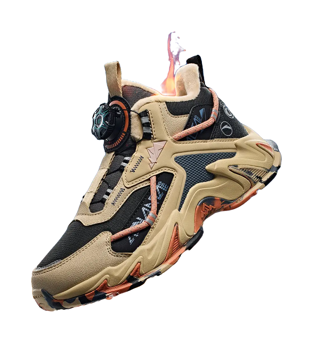 Antakids Slip Resistant, Abrasion Resistant, Rebound, Thermal Mid top Kids Outdoor Shoes Black Brown Gray Teenagers  vjsneaker.com